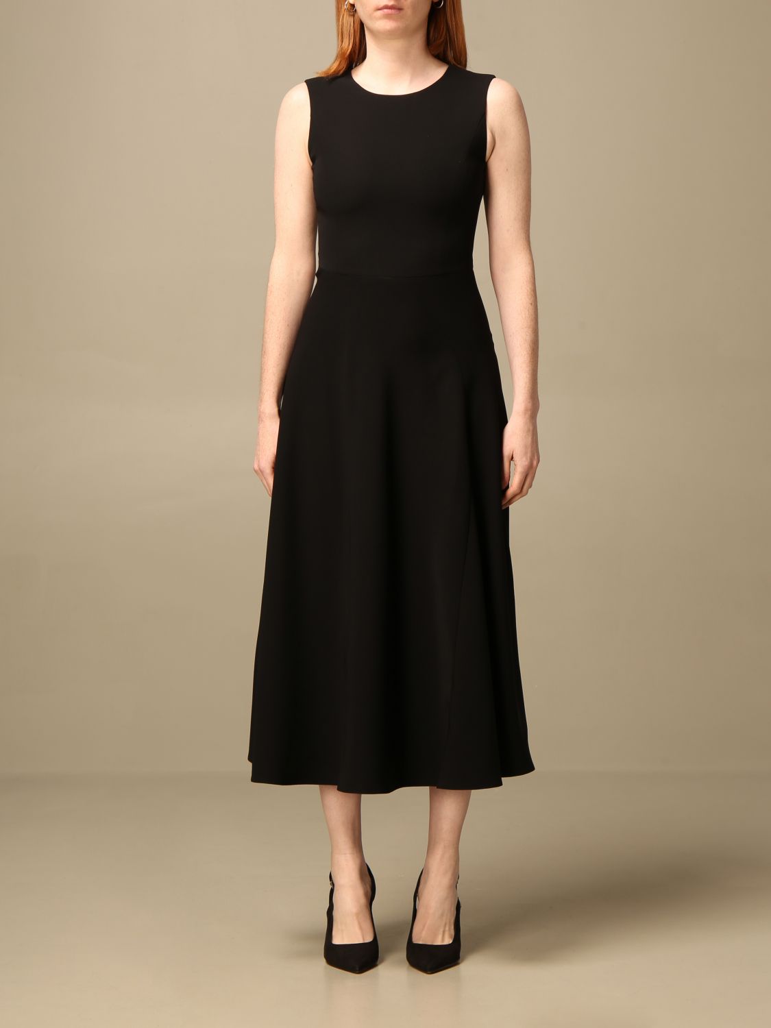 EMPORIO ARMANI: cady midi dress - Black | Emporio Armani dress 3K2A86 2NWAZ  online on 