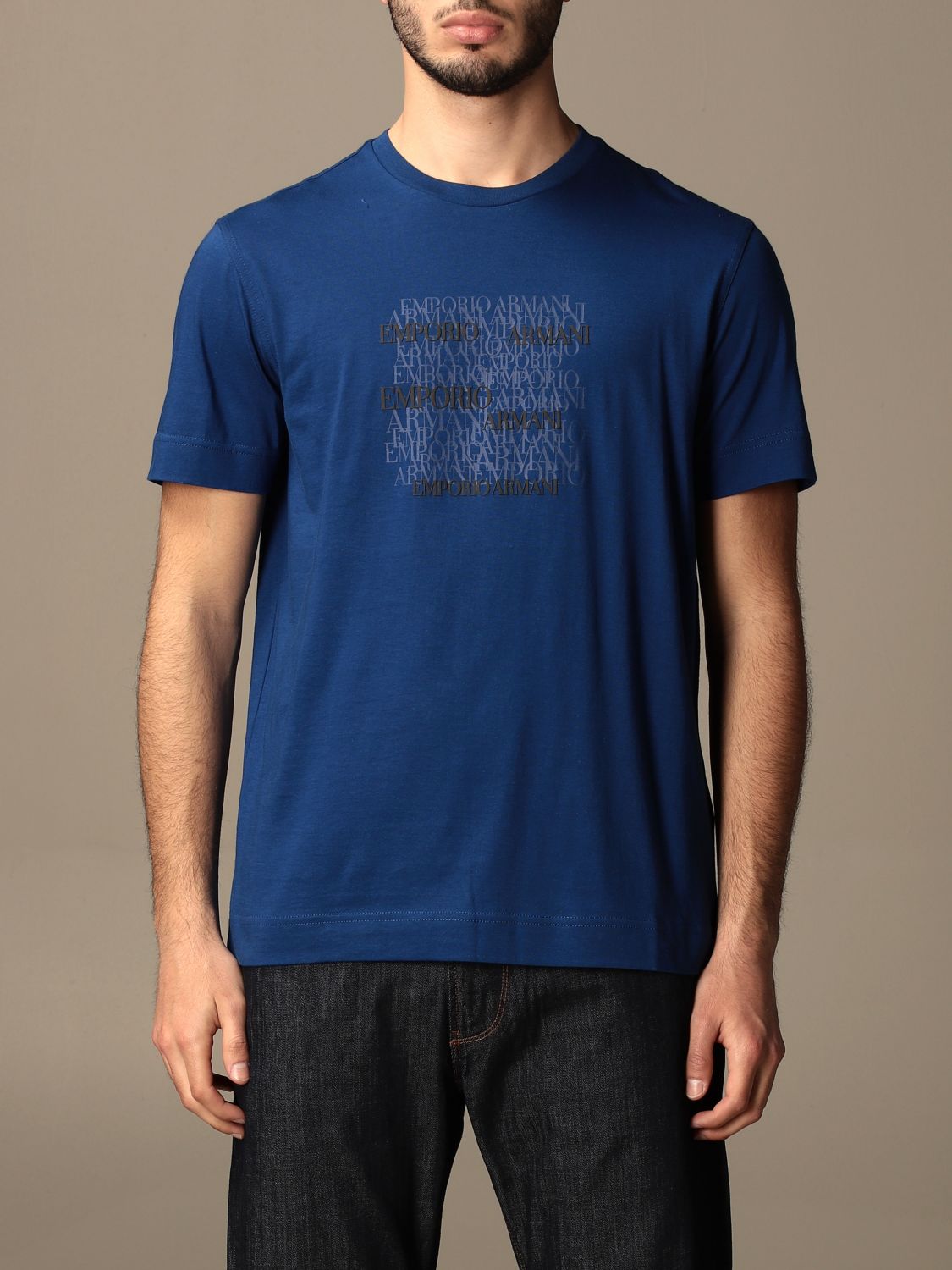 EMPORIO ARMANI：Tシャツ メンズ - ロイヤルブルー | GIGLIO.COMオンラインのEmporio Armani Tシャツ