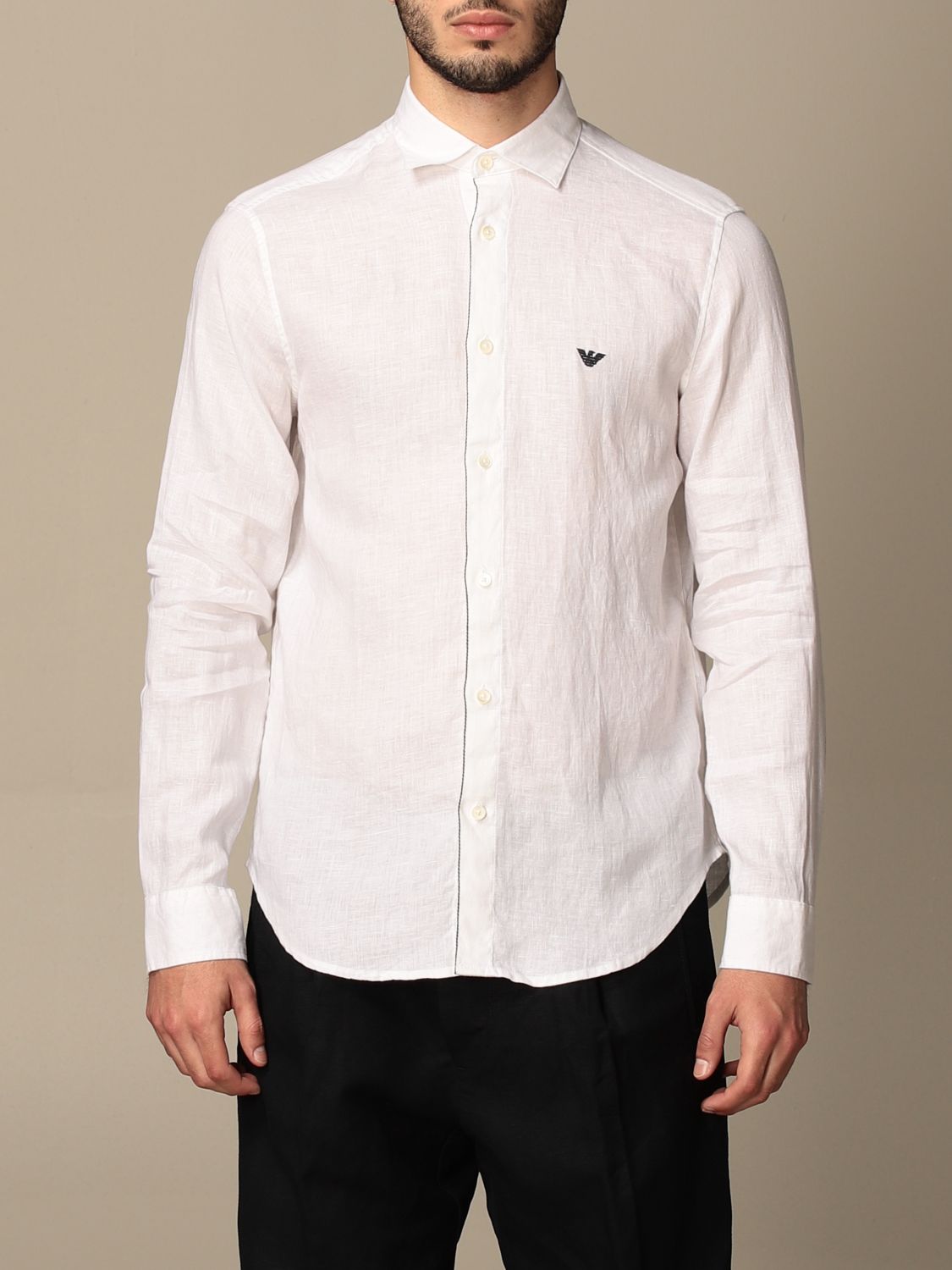 Emporio Armani Outlet: linen shirt | Shirt Emporio Armani Men White ...