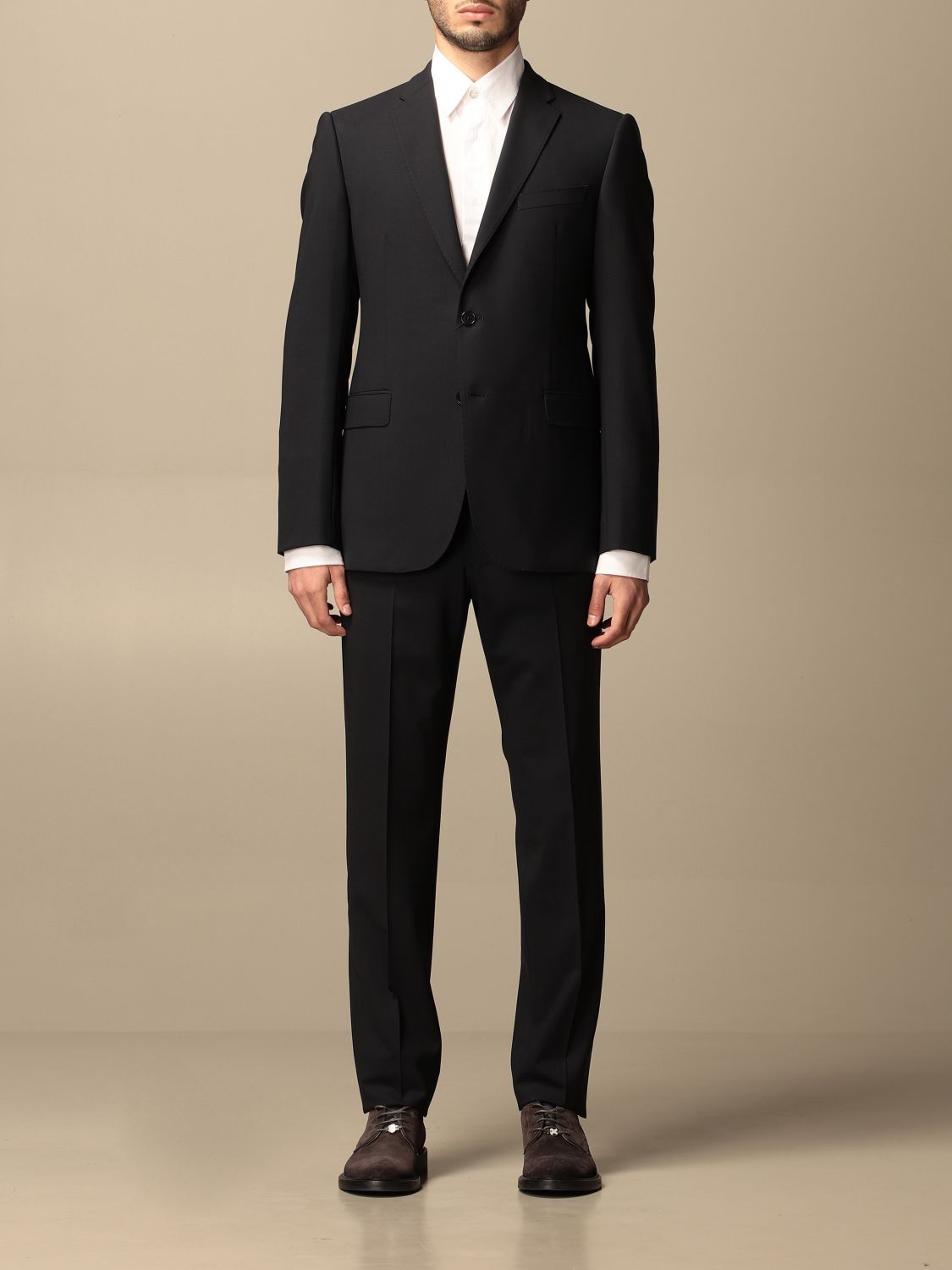 EMPORIO ARMANI: drop 8 single-breasted suit in virgin wool - Blue ...