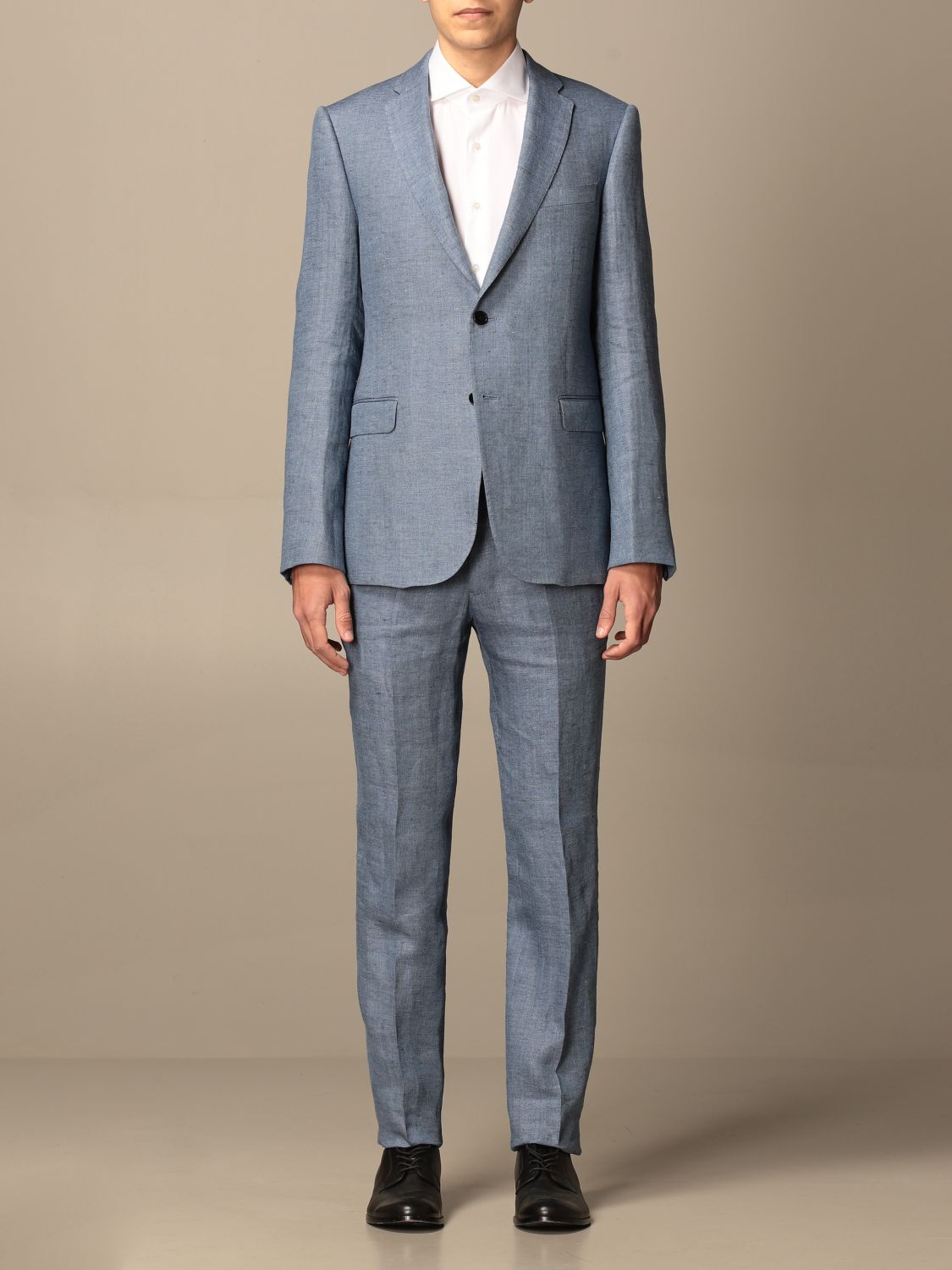 EMPORIO ARMANI: single-breasted suit in linen 265 gr | Suit Emporio ...