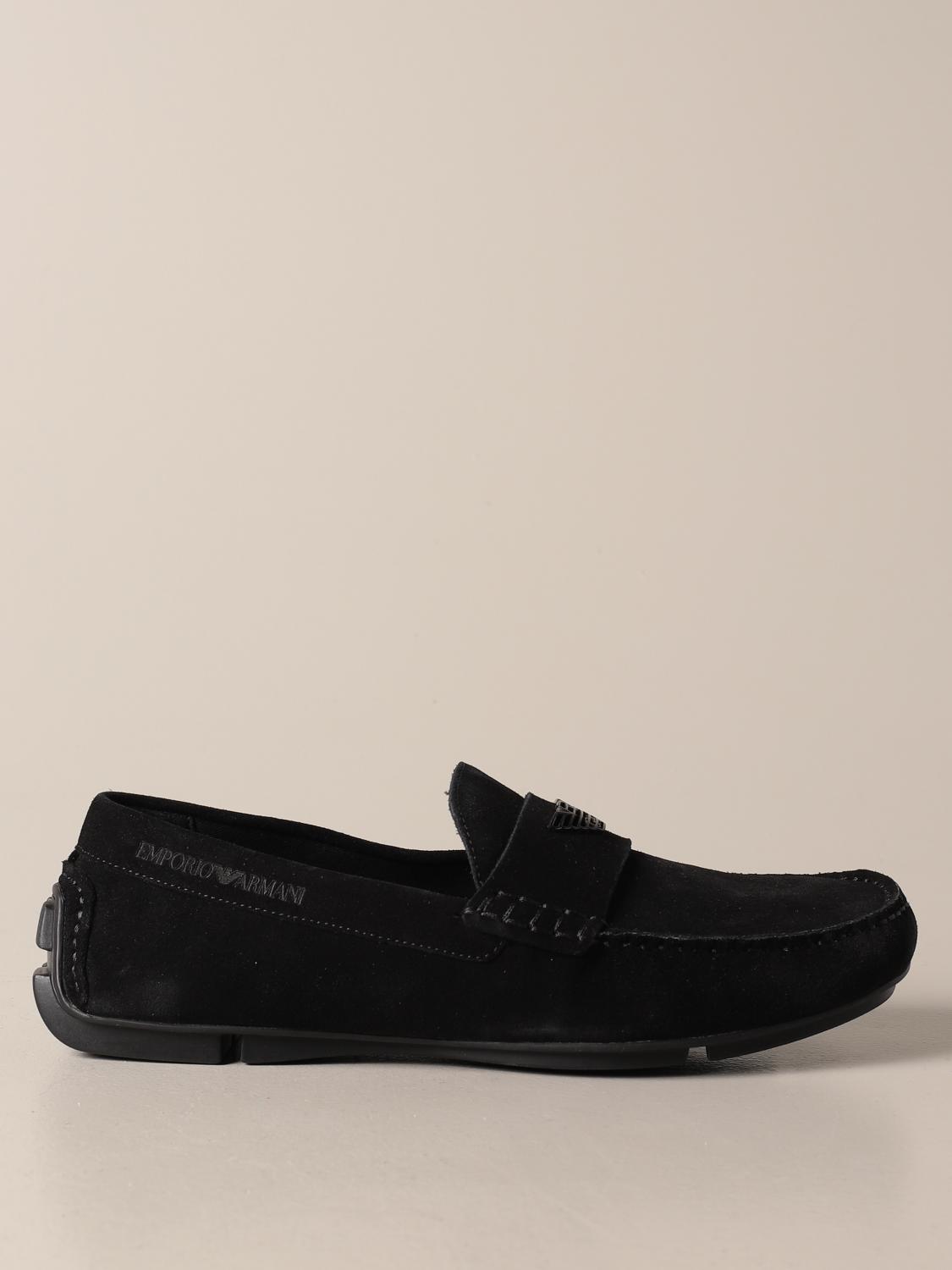 Emporio Armani Driver Moccasin In Suede Black Emporio Armani Loafers X4b124 Xf188 Online At 8018