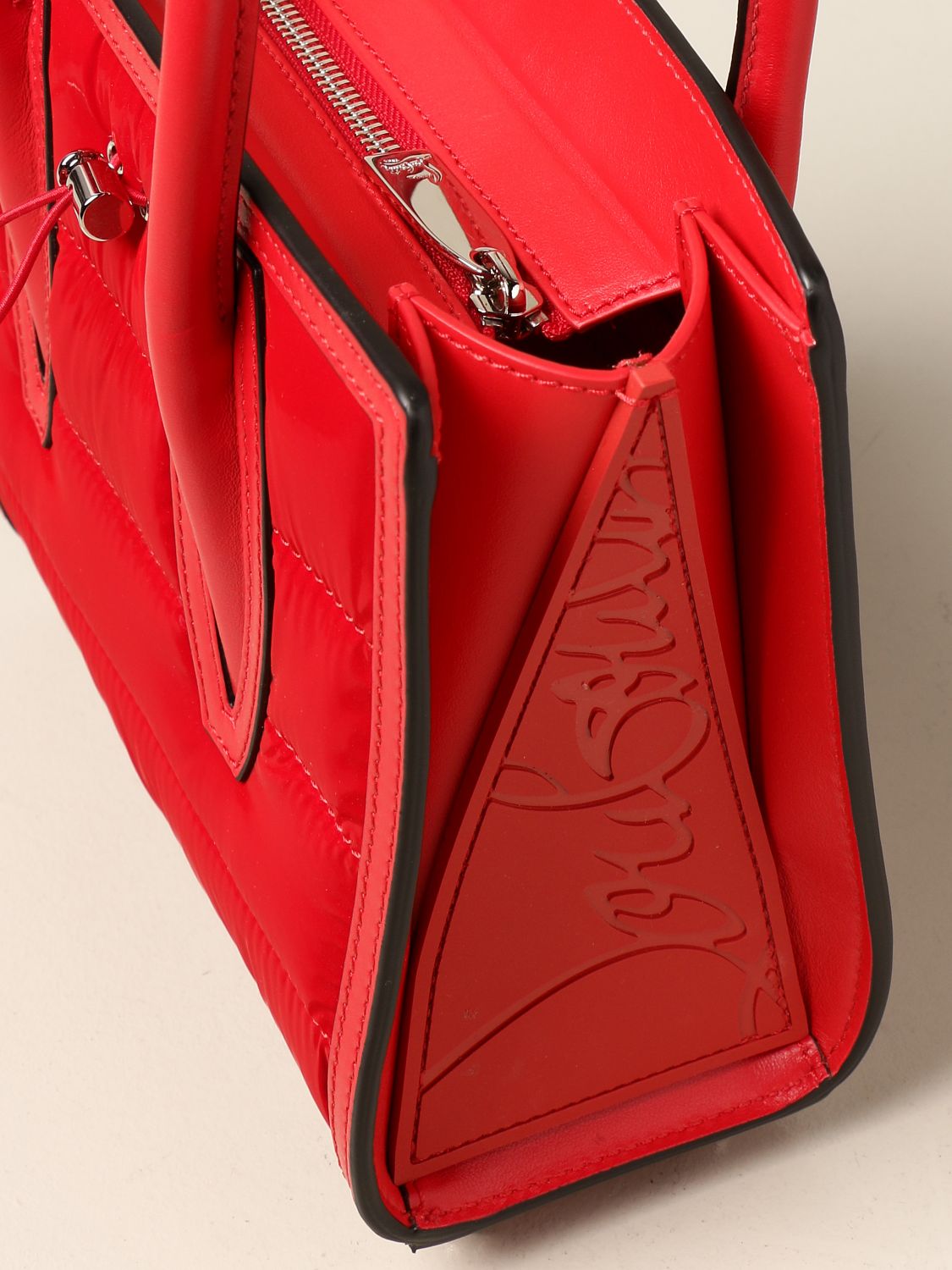 CHRISTIAN LOUBOUTIN: Paloma bag in leather and nylon - Red | Christian