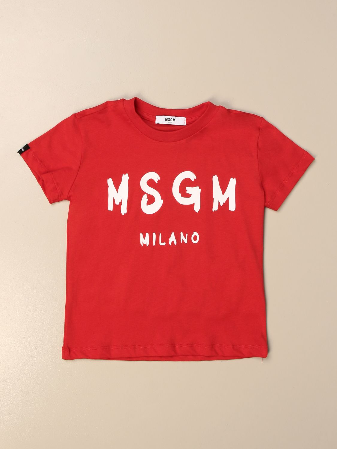 MSGM KIDS: cotton t-shirt with logo print - Red | Msgm Kids t-shirt