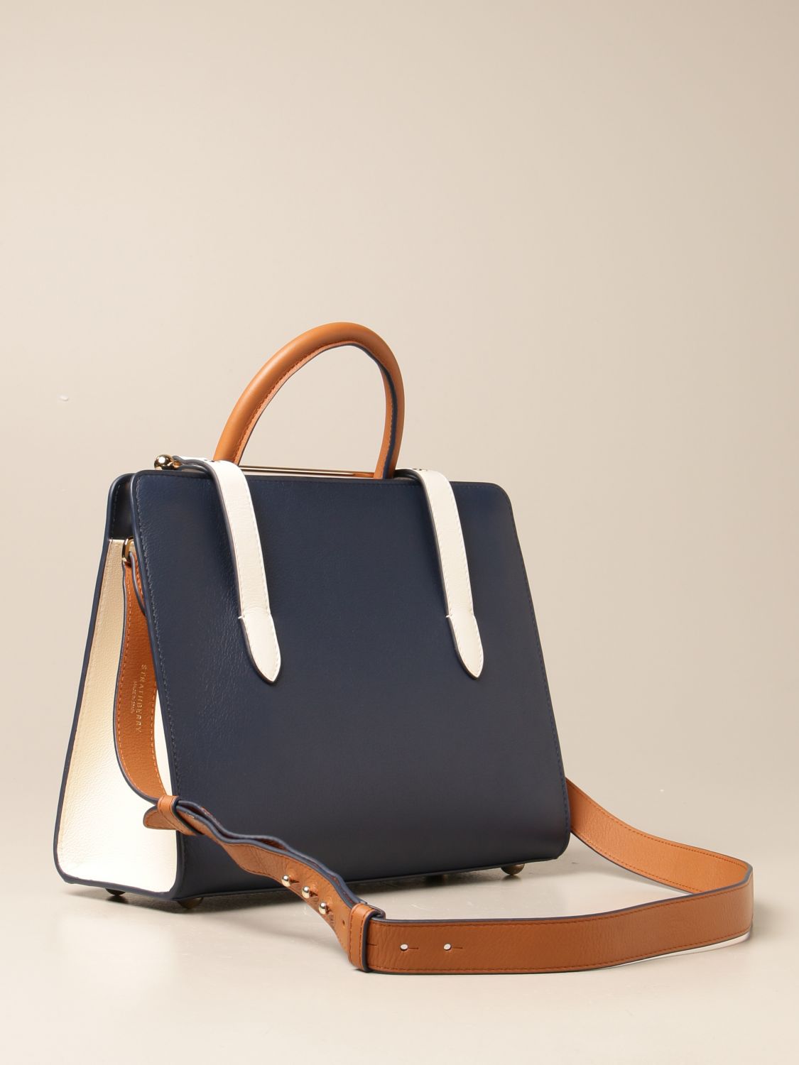 STRATHBERRY: Midi Tote bag in tricolor leather - Navy  Strathberry  shoulder bag MIDI TOTE (TS) - W online at