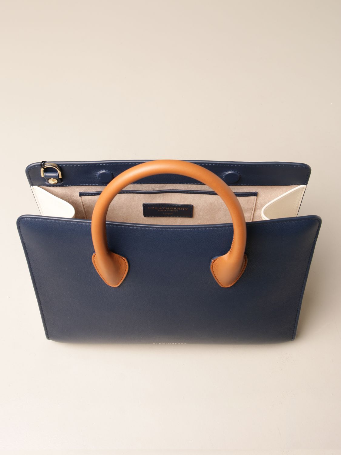 STRATHBERRY Tricolor Leather Midi Tote Bag