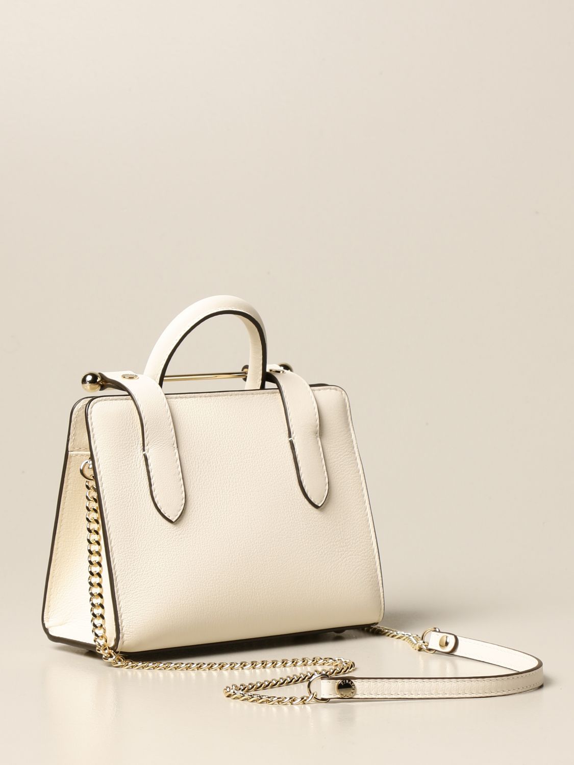 STRATHBERRY: Nano Tote bag in grained leather - Yellow Cream