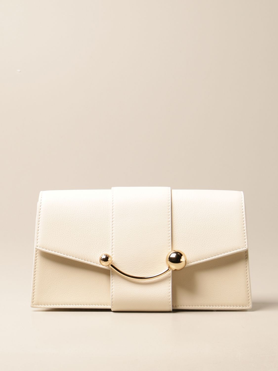 STRATHBERRY: Crescent leather bag - Yellow Cream