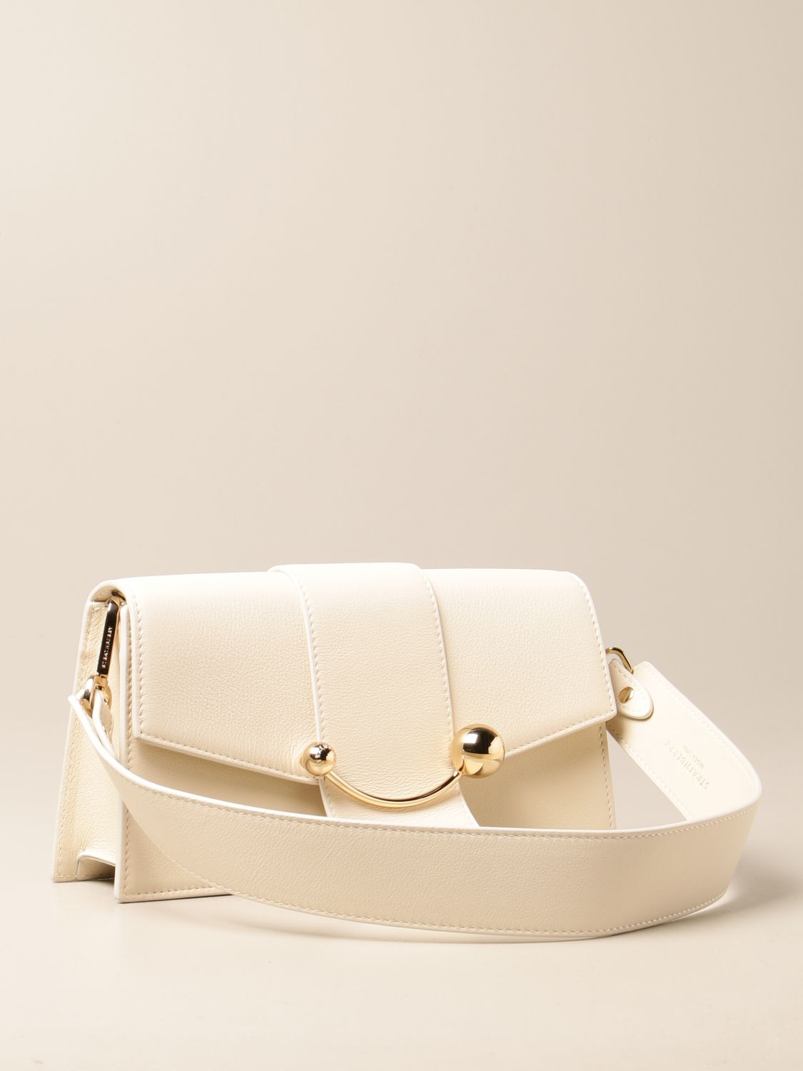 STRATHBERRY: Crescent leather bag - Yellow Cream
