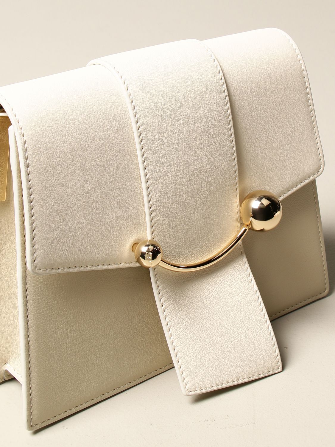 STRATHBERRY: Crescent leather bag - Cream