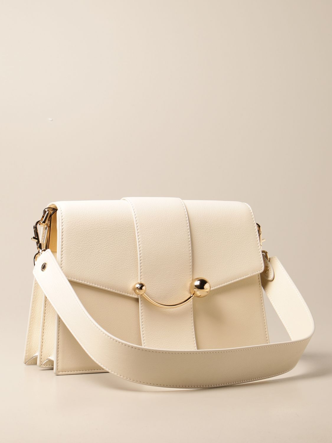 Strathberry - Mini Crescent - Leather Mini Shoulder Bag - Cream