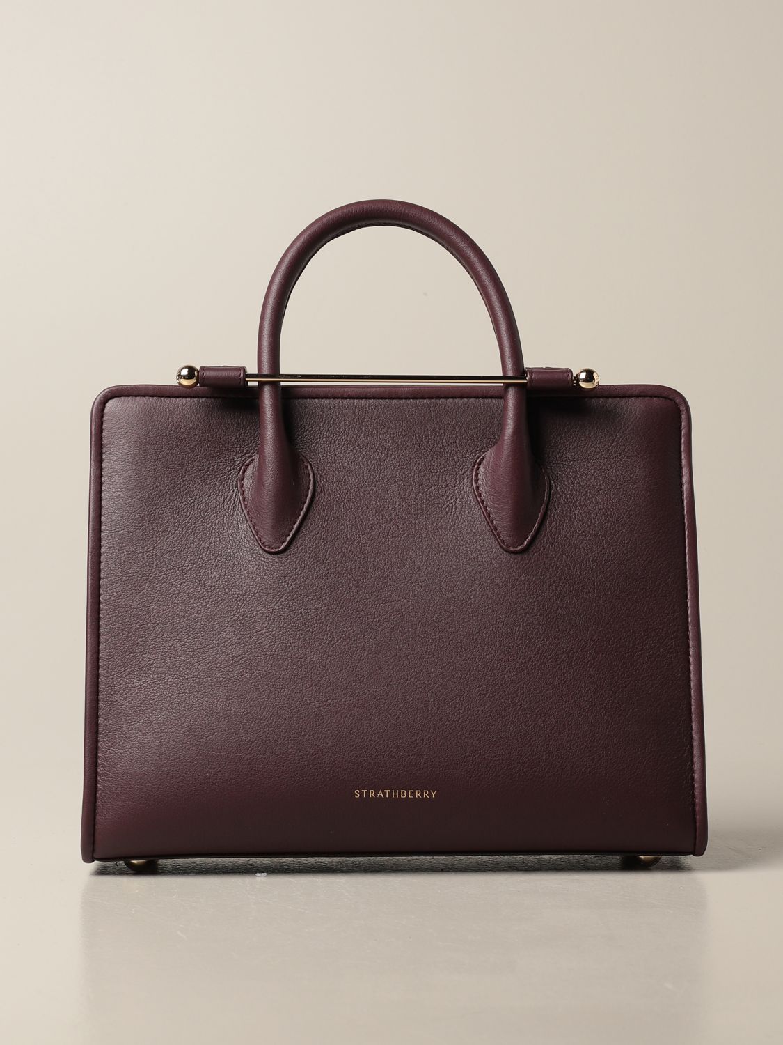 STRATHBERRY: Midi Tote bag in leather - Burgundy | Strathberry tote ...