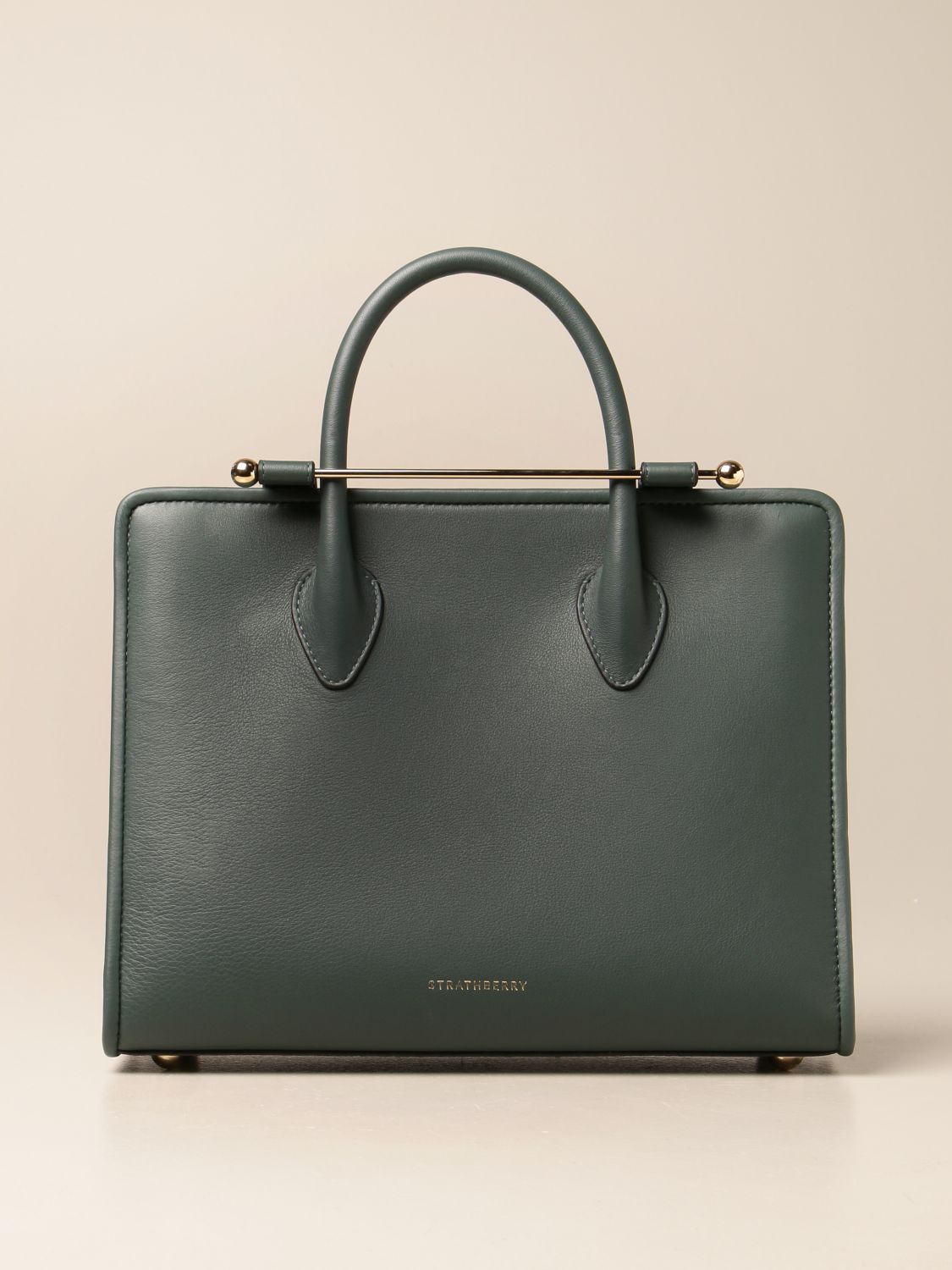 STRATHBERRY: Midi Tote bag in leather - Bottle Green  Strathberry shoulder  bag MIDI TOTE (TS) - W online at