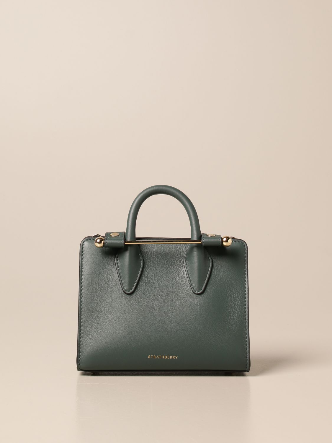STRATHBERRY: Nano Tote leather bag - Bottle Green