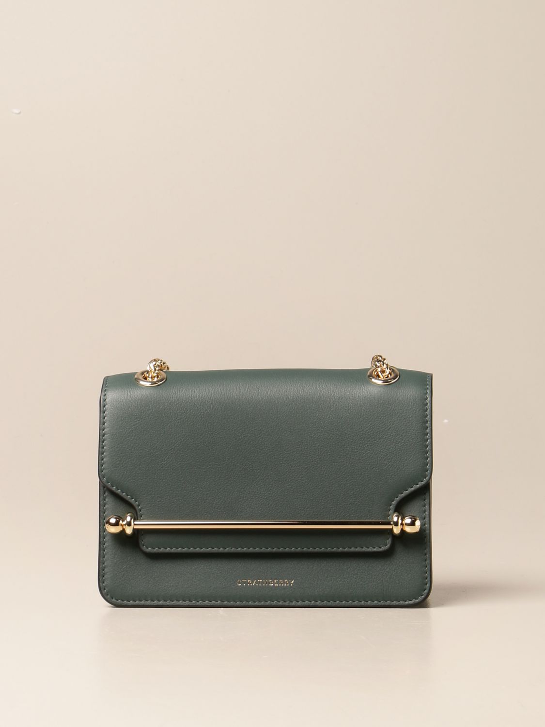 Strathberry East/West Mini Leather Cross Body Bag, Bottle Green at John  Lewis & Partners