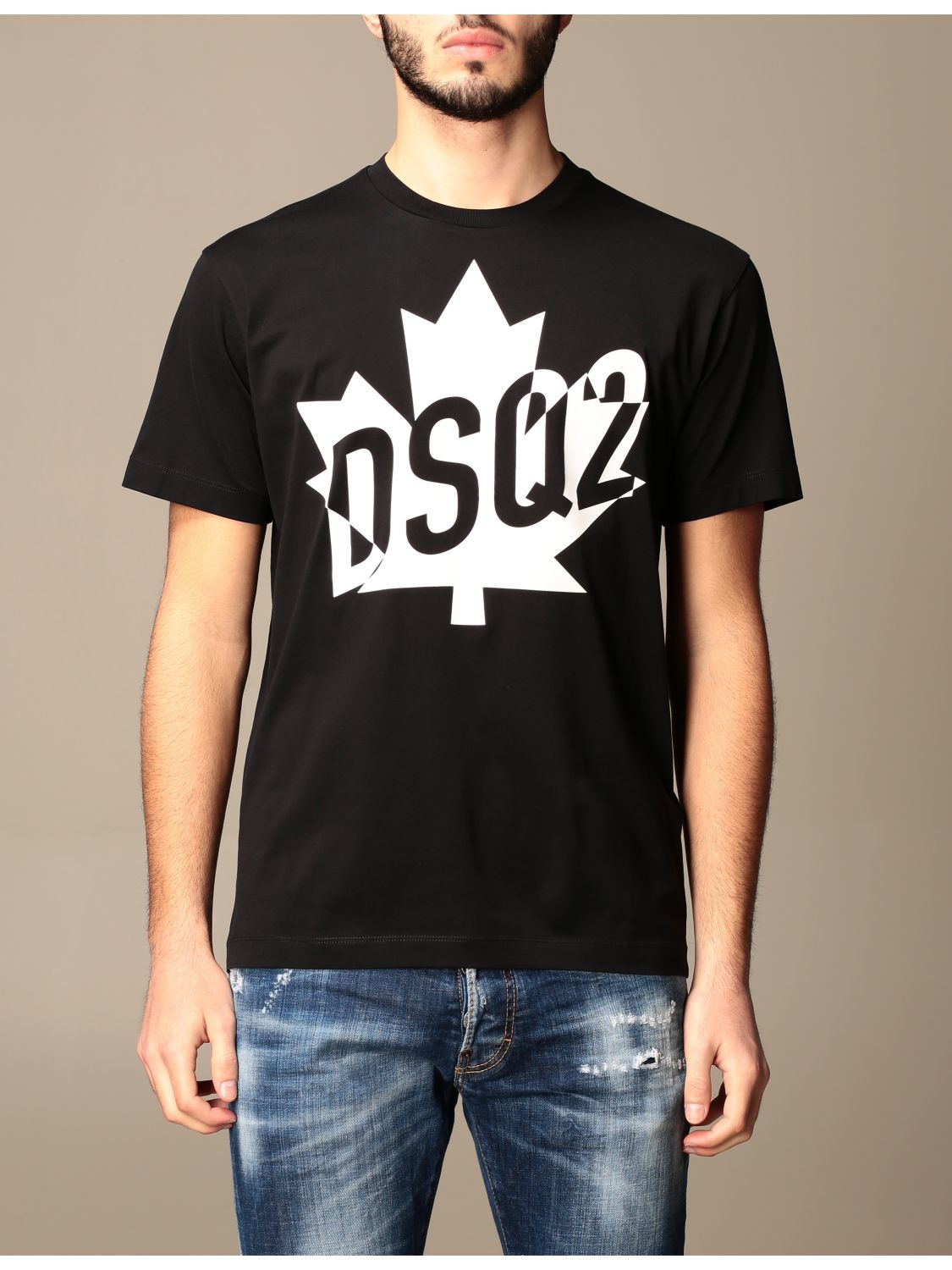 DSQUARED2: cotton t-shirt with logo - Black | Dsquared2 t-shirt
