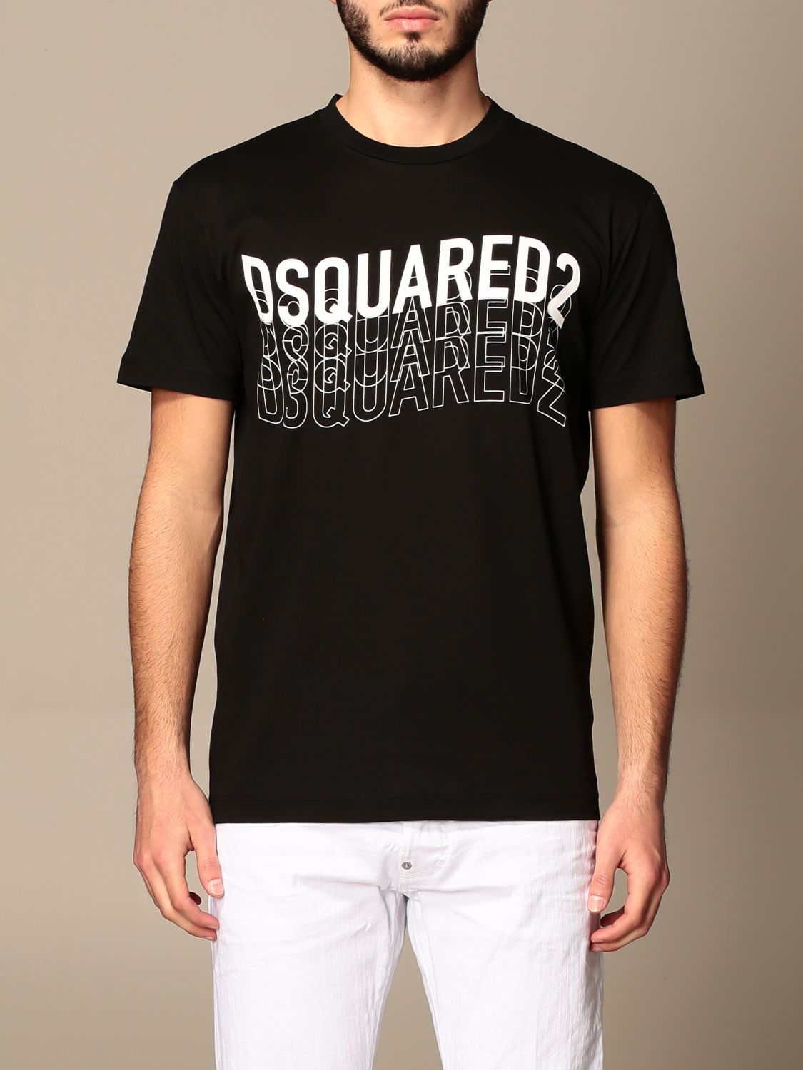 DSQUARED2: cotton t-shirt with logo - Black | Dsquared2 t-shirt ...