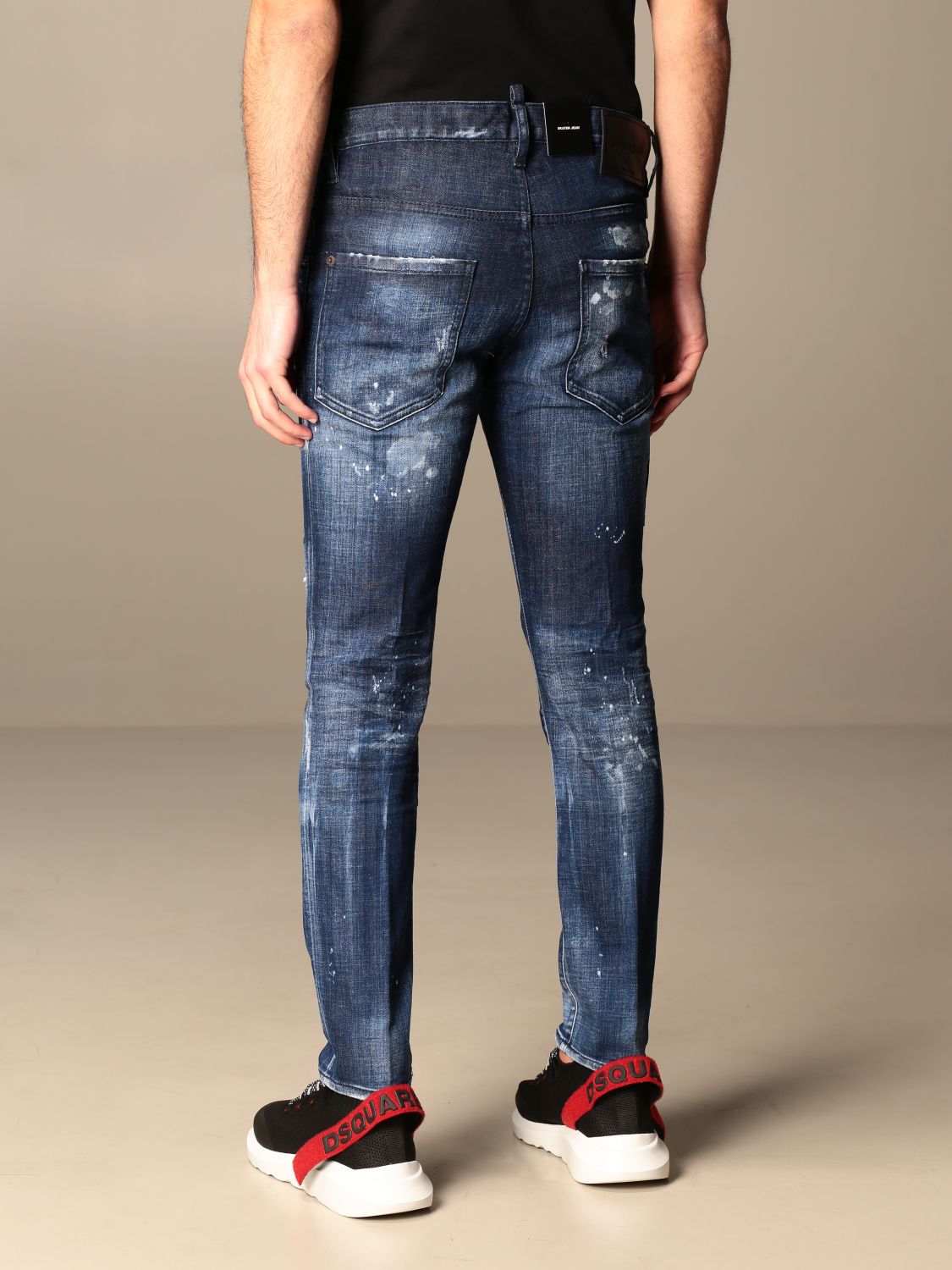 DSQUARED2: 5-pocket Skater jeans in used denim with rips and zip ...