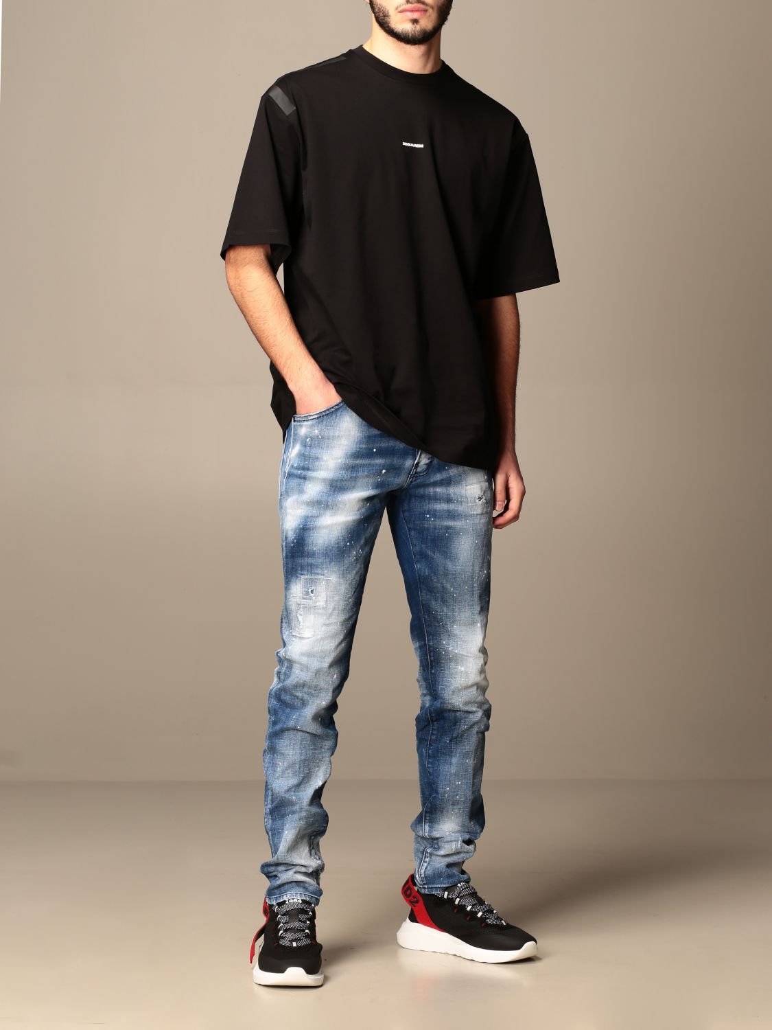 DSQUARED2: Cool Guy 5-pocket jeans in used denim with rips - Denim ...