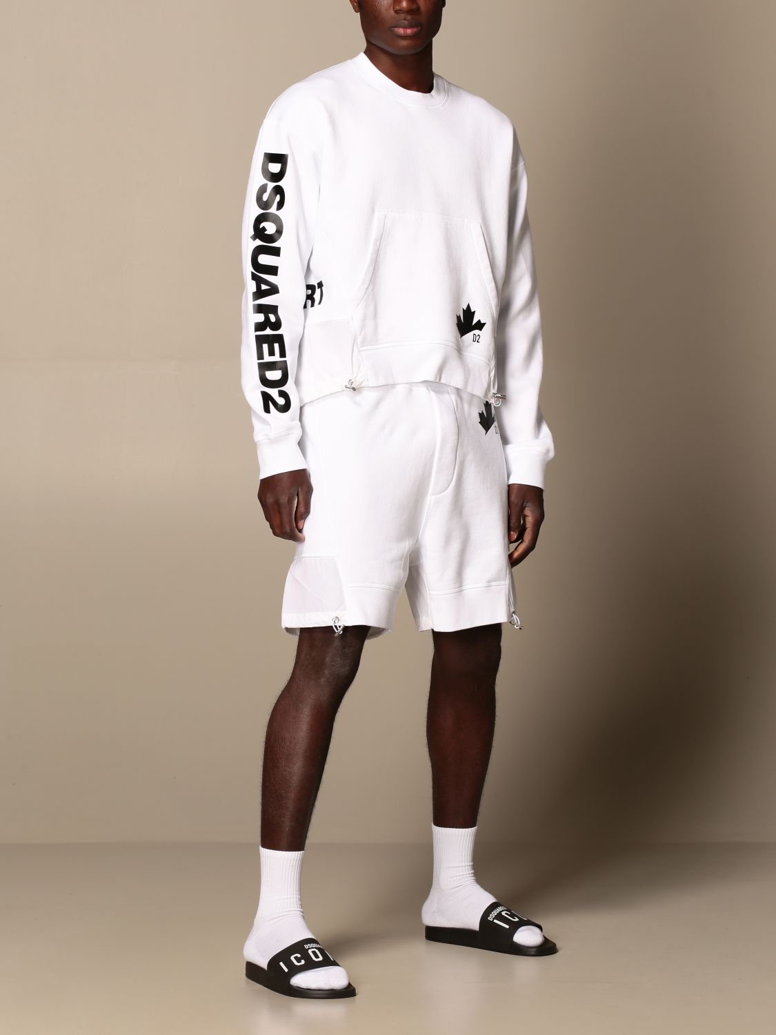 Short Dsquared2: Dsquared2 jogging bermuda shorts in cotton and nylon white 2