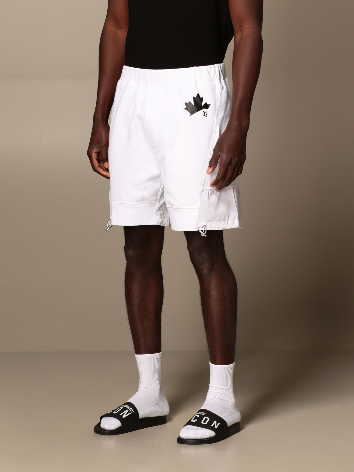 Short Dsquared2: Dsquared2 jogging bermuda shorts in cotton and nylon white 4