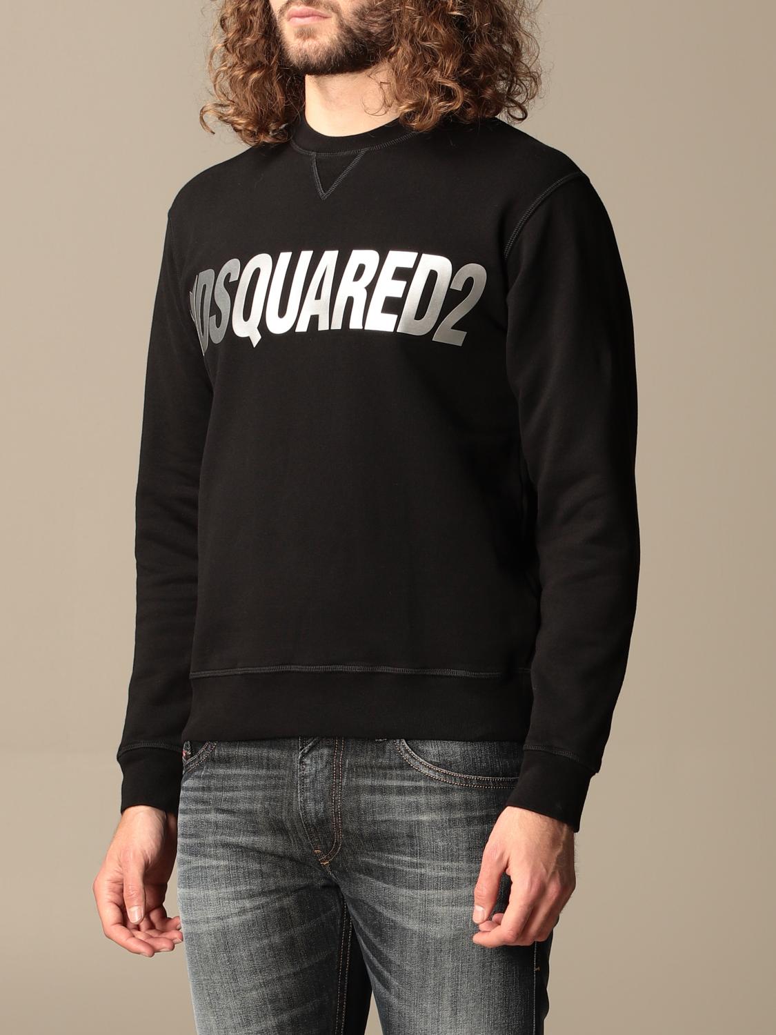 DSQUARED2: cotton sweatshirt with logo - Black | Sweatshirt Dsquared2 ...