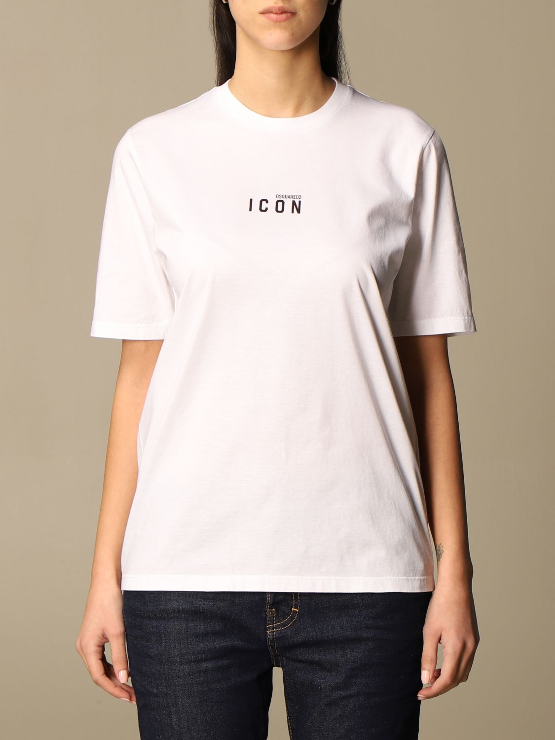 DSQUARED2: cotton t-shirt with logo - White | Dsquared2 t-shirt ...