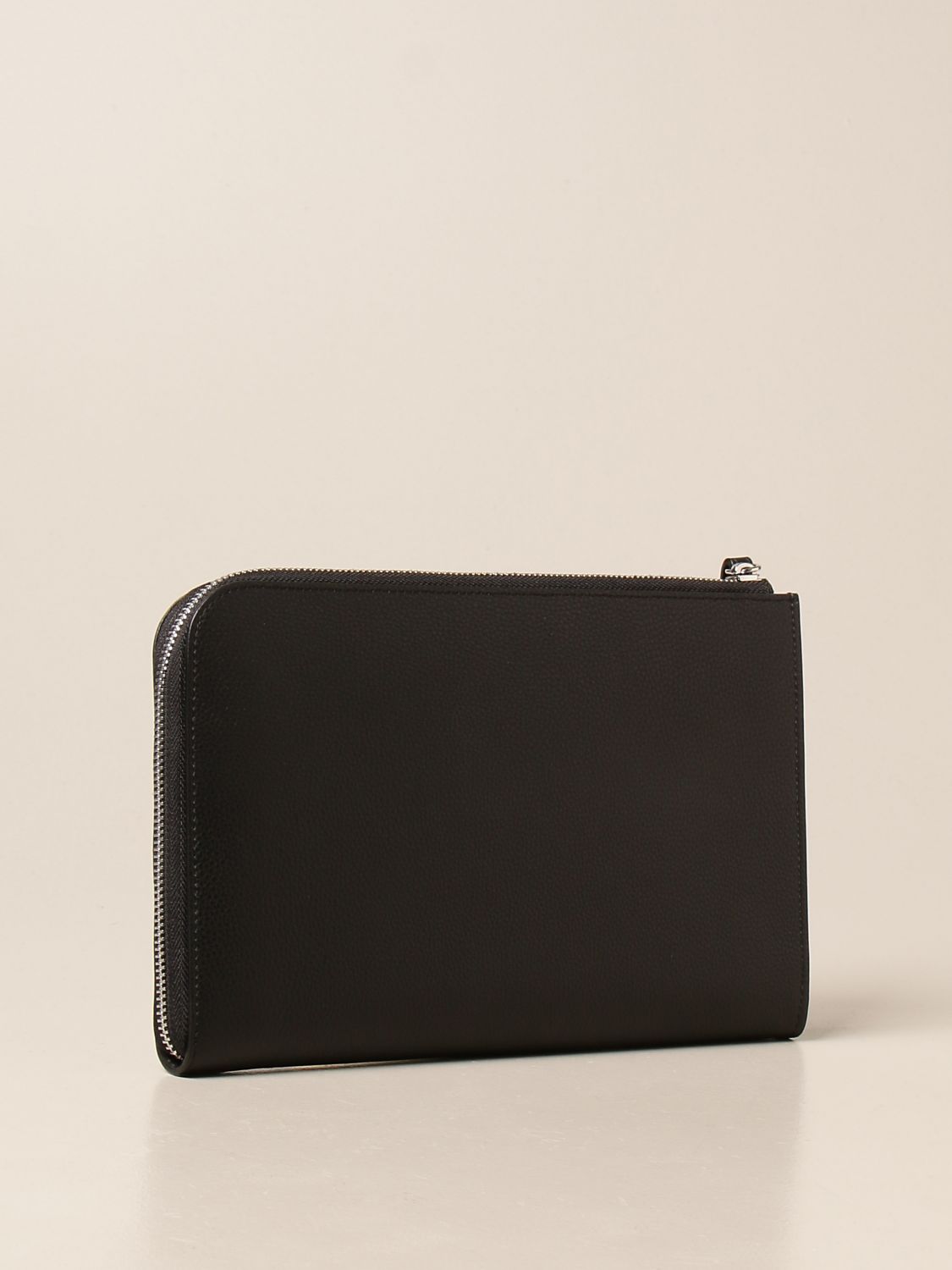 DSQUARED2: clutch bag in grained leather with Icon logo - Black