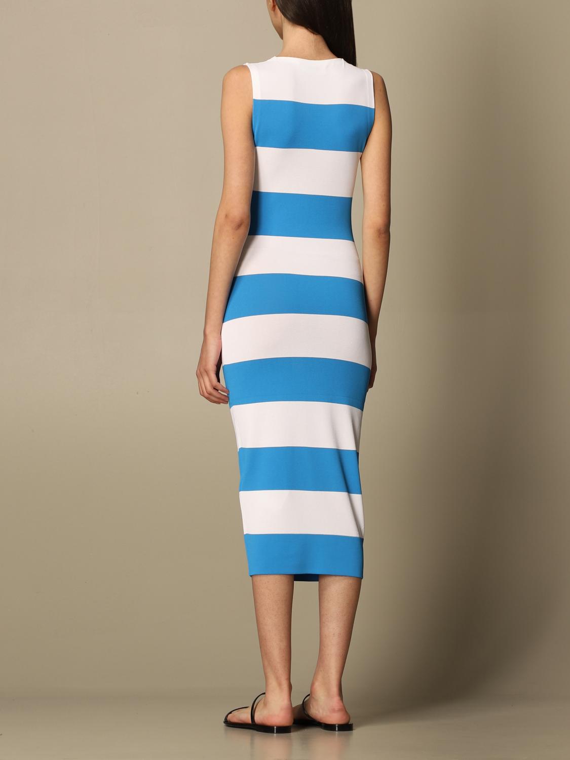 Dsquared2 Outlet: Abito midi in jersey a righe - Azzurro | Abito Dsquared2  S72CV0209 S17714 GIGLIO.COM