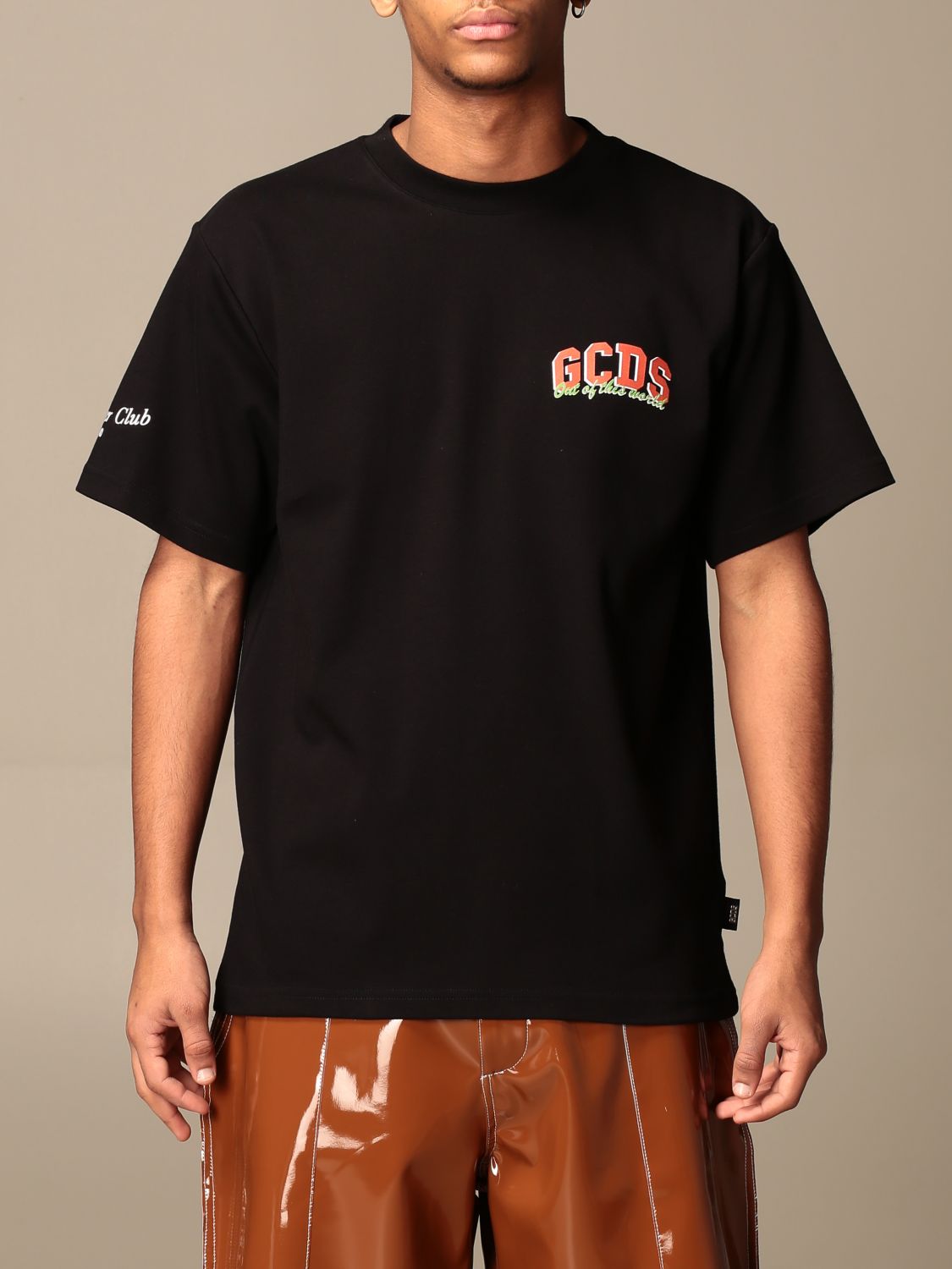 GCDS: cotton T-shirt with big back logo - Black | Gcds t-shirt ...