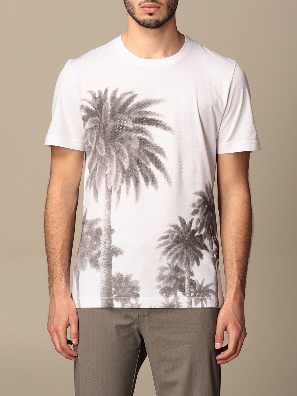 T-shirt Hydrogen: T-shirt Hydrogen in cotone con palme bianco 1