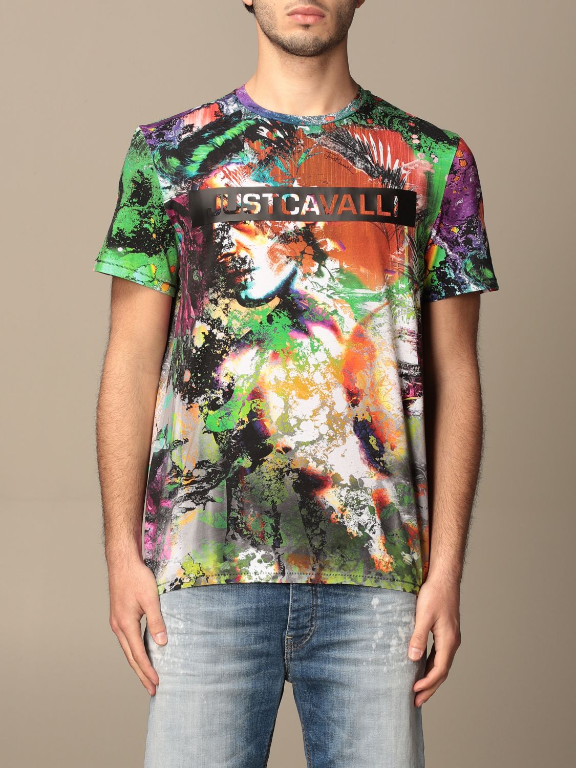 Vertellen maat Ritmisch JUST CAVALLI: t-shirt in cotton printed with logo - Multicolor | Just  Cavalli t-shirt S01GC0670 N21562 online on GIGLIO.COM