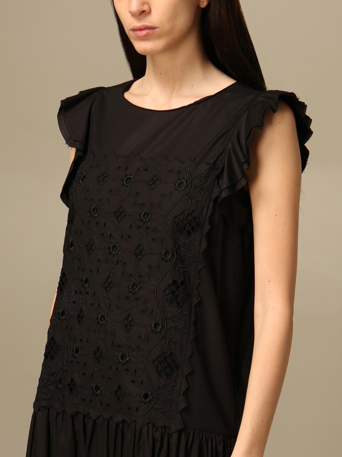 Manila Grace Outlet: Abito in Sangallo - Nero | Abito Manila Grace A170CU  GIGLIO.COM