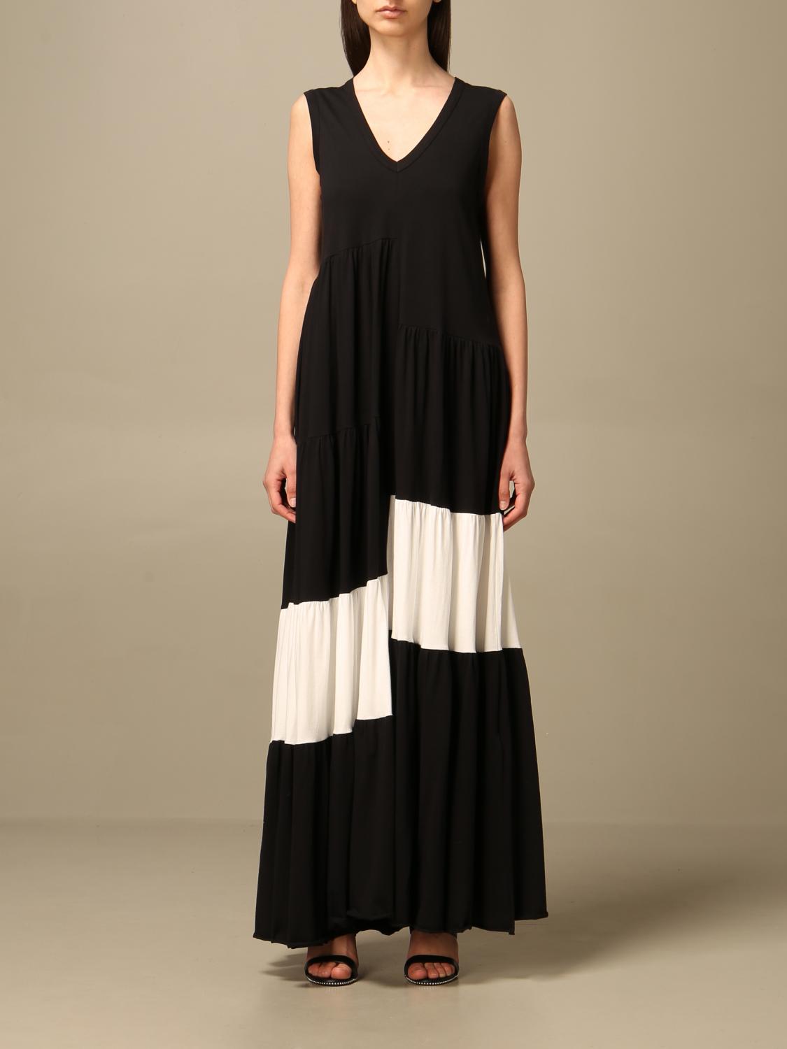 MANILA GRACE: Abito lungo bicolor - Nero | Abito Manila Grace A404CU  GIGLIO.COM