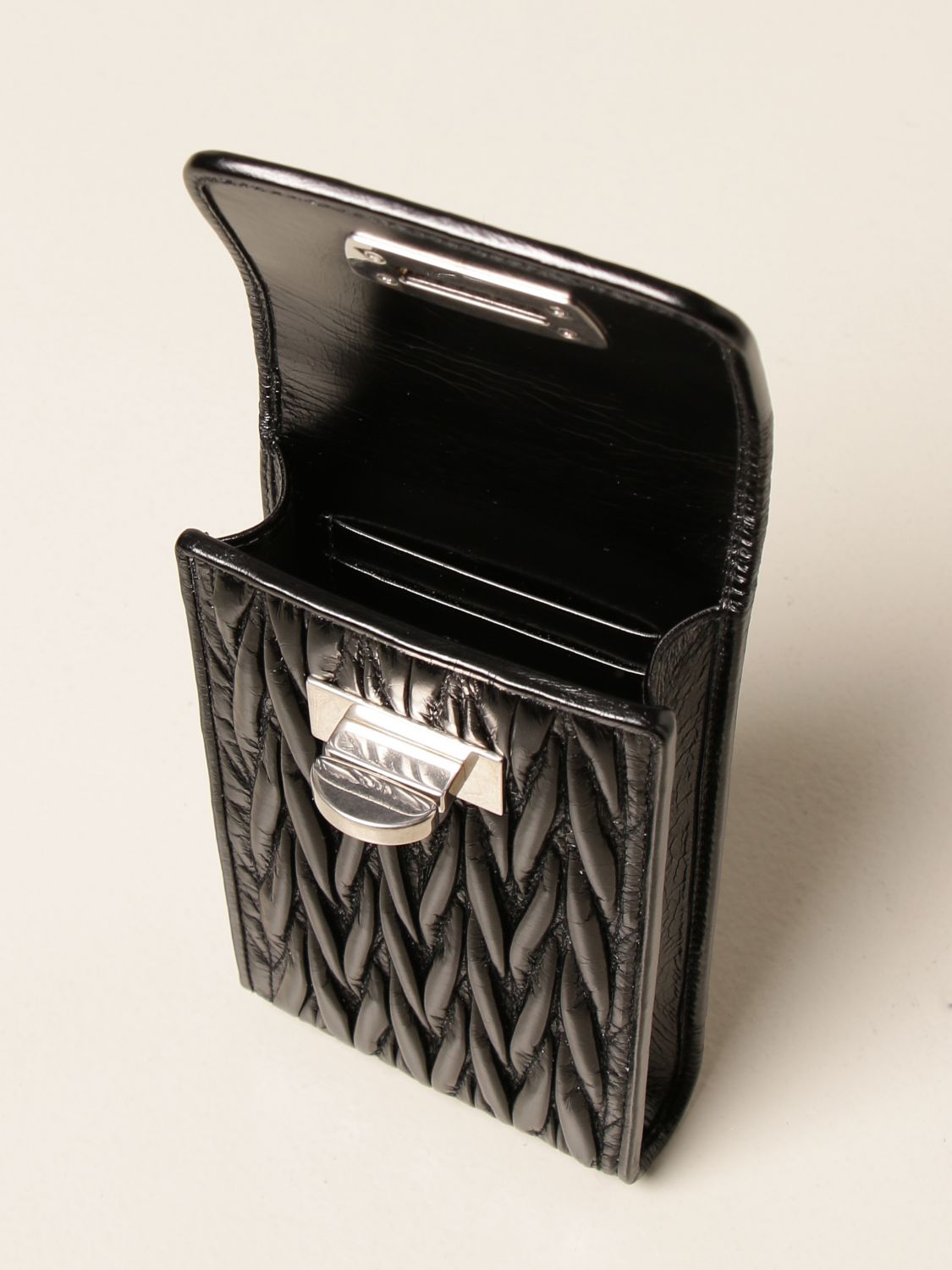 Miu Miu cell phone holder in matelassé leather