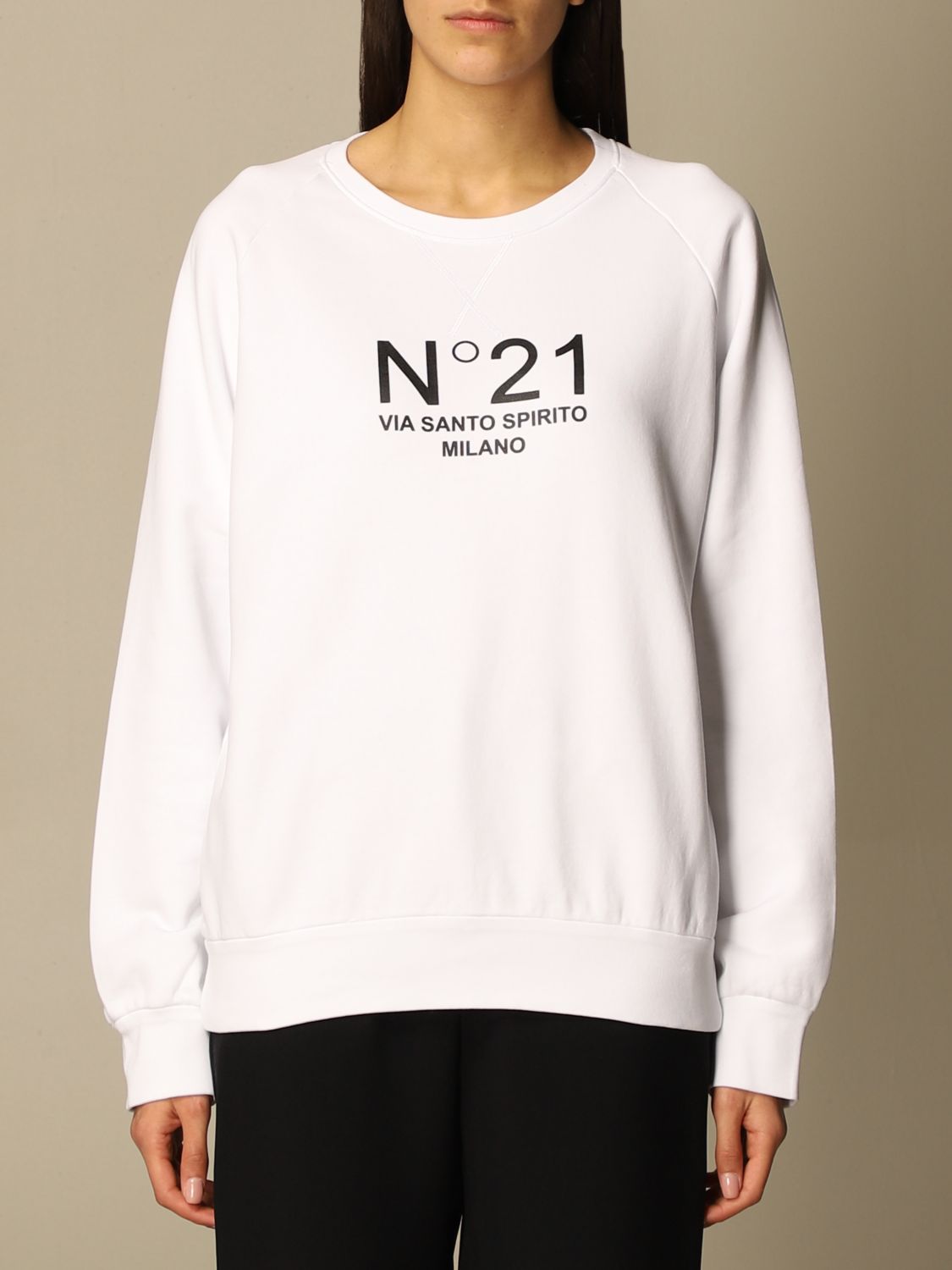 N° 21: N ° 21 crewneck sweatshirt with logo - White | Sweatshirt N° 21 ...