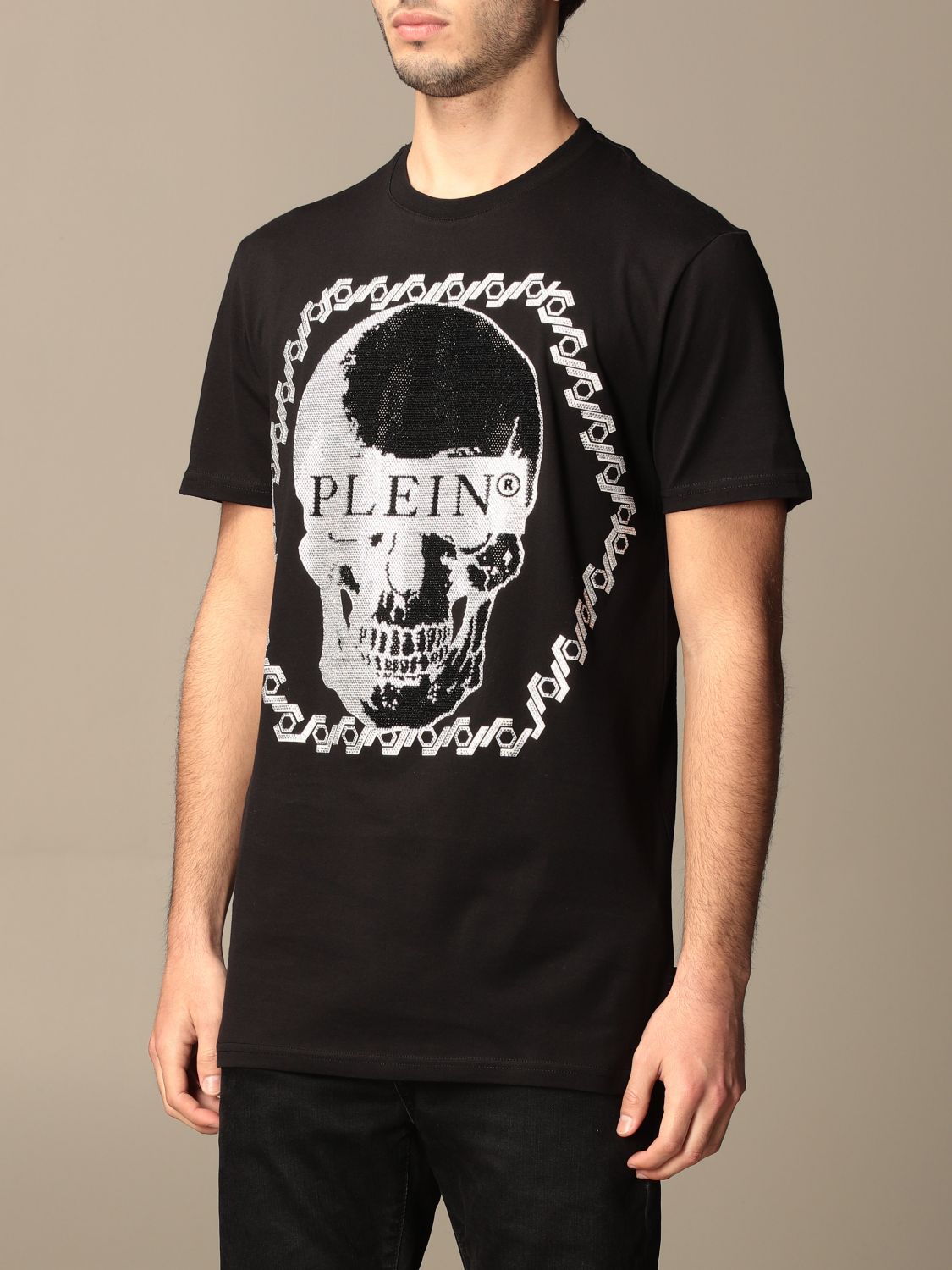 T-shirt Philipp Plein: T-shirt Philipp Plein in cotone con teschio nero 4