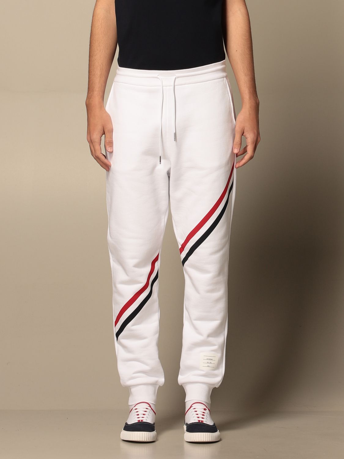 THOM BROWNE: trousers for men - White | Thom Browne trousers MJQ116A ...