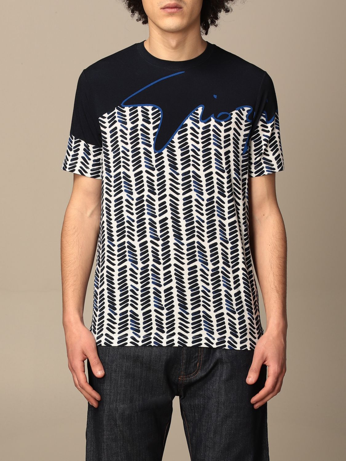 Giorgio Armani - Logo viscose t-shirt blue - The Corner