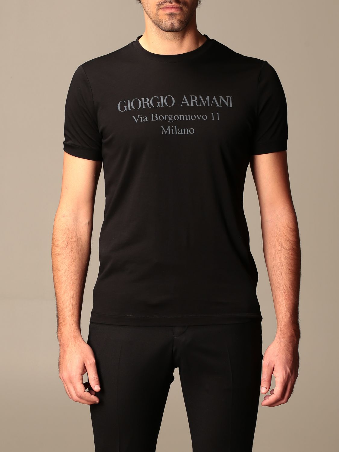 GIORGIO ARMANI：Tシャツ メンズ - ブラック | GIGLIO.COMオンラインの
