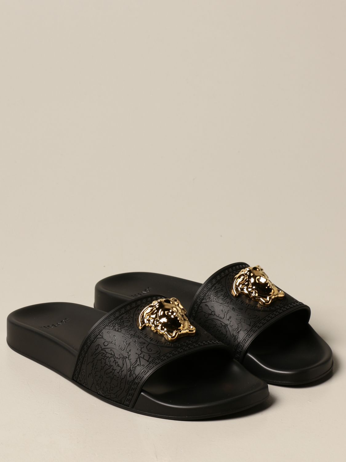 versace black and gold sandals