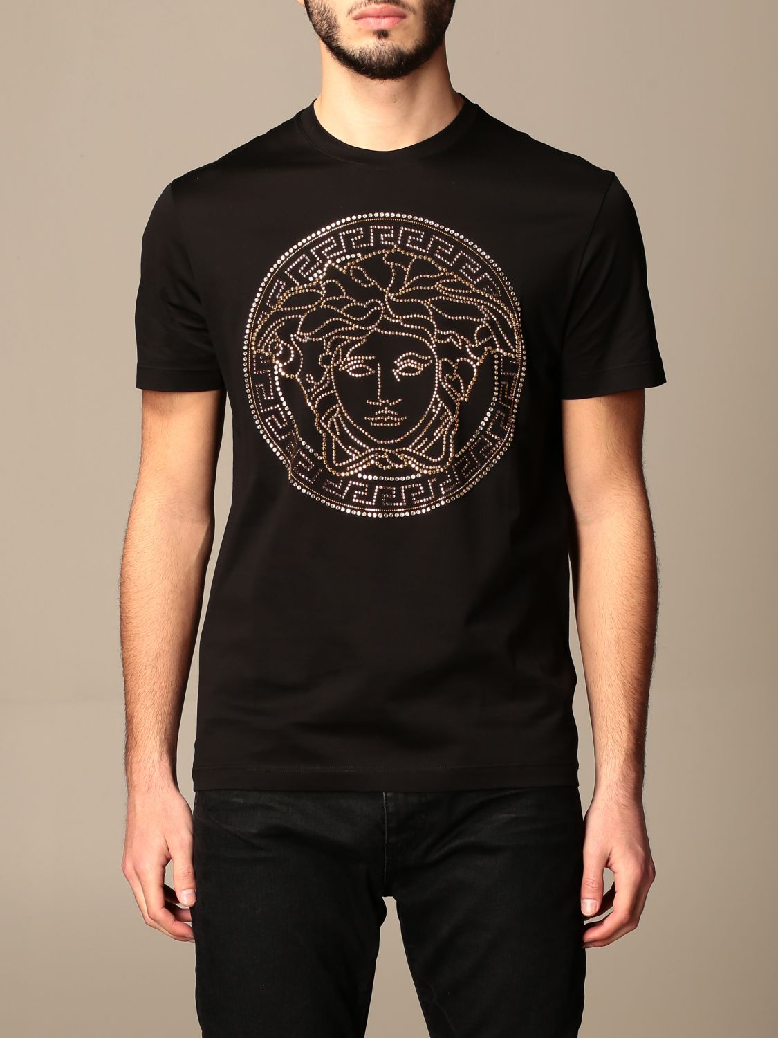 Versace T-shirt In Black Cotton for Men Mens T-shirts Versace T-shirts 