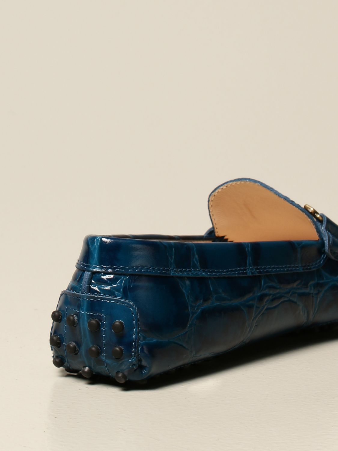 TOD'S: loafers in crocodile print leather - Gnawed Blue