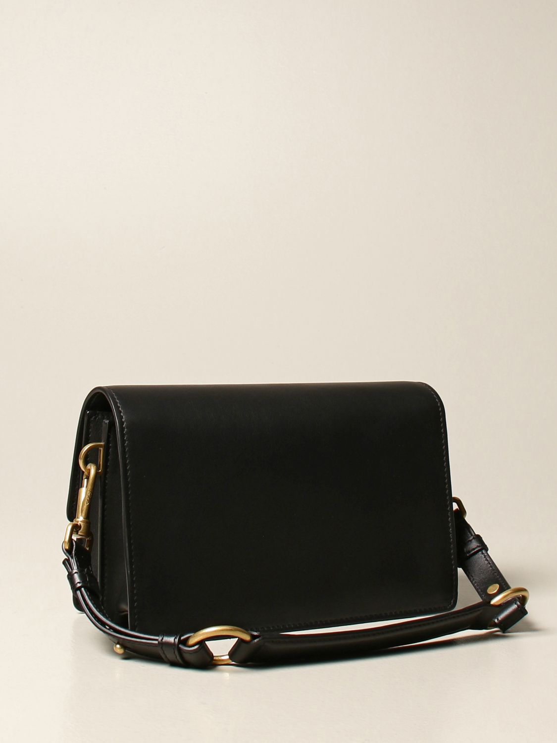 TOD'S: Timeless bag in leather with logo - Black | Crossbody Bags Tod's