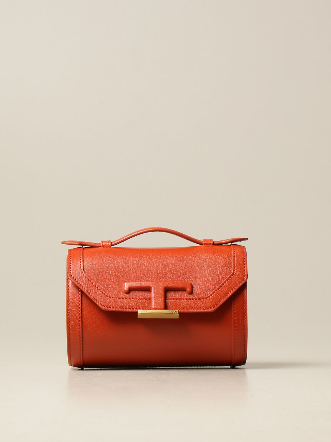 Tod's Orange Leather T Timeless Chain Shoulder Bag Tod's
