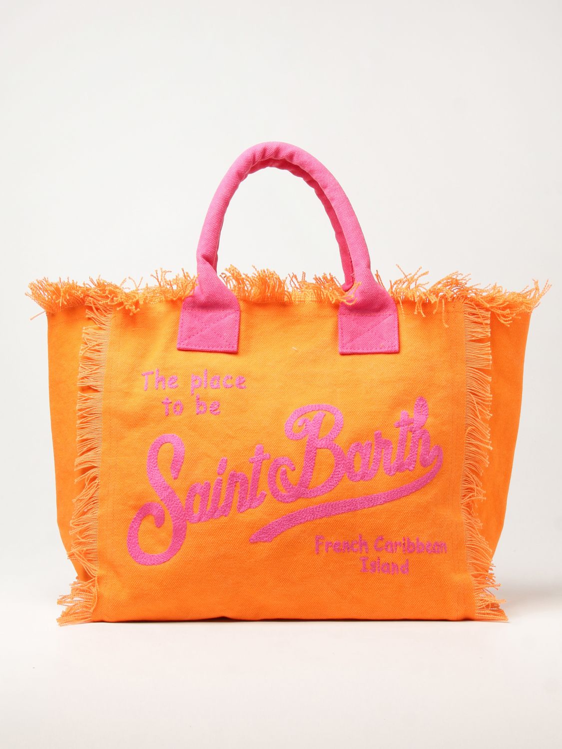 MC2 SAINT BARTH: Vanity shopping bag in canvas - Orange | Mc2 Saint ...