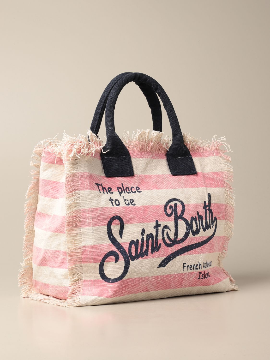 MC2 Saint Barth Vanity Pink Raffia Bag with Saint Barth Embroidery