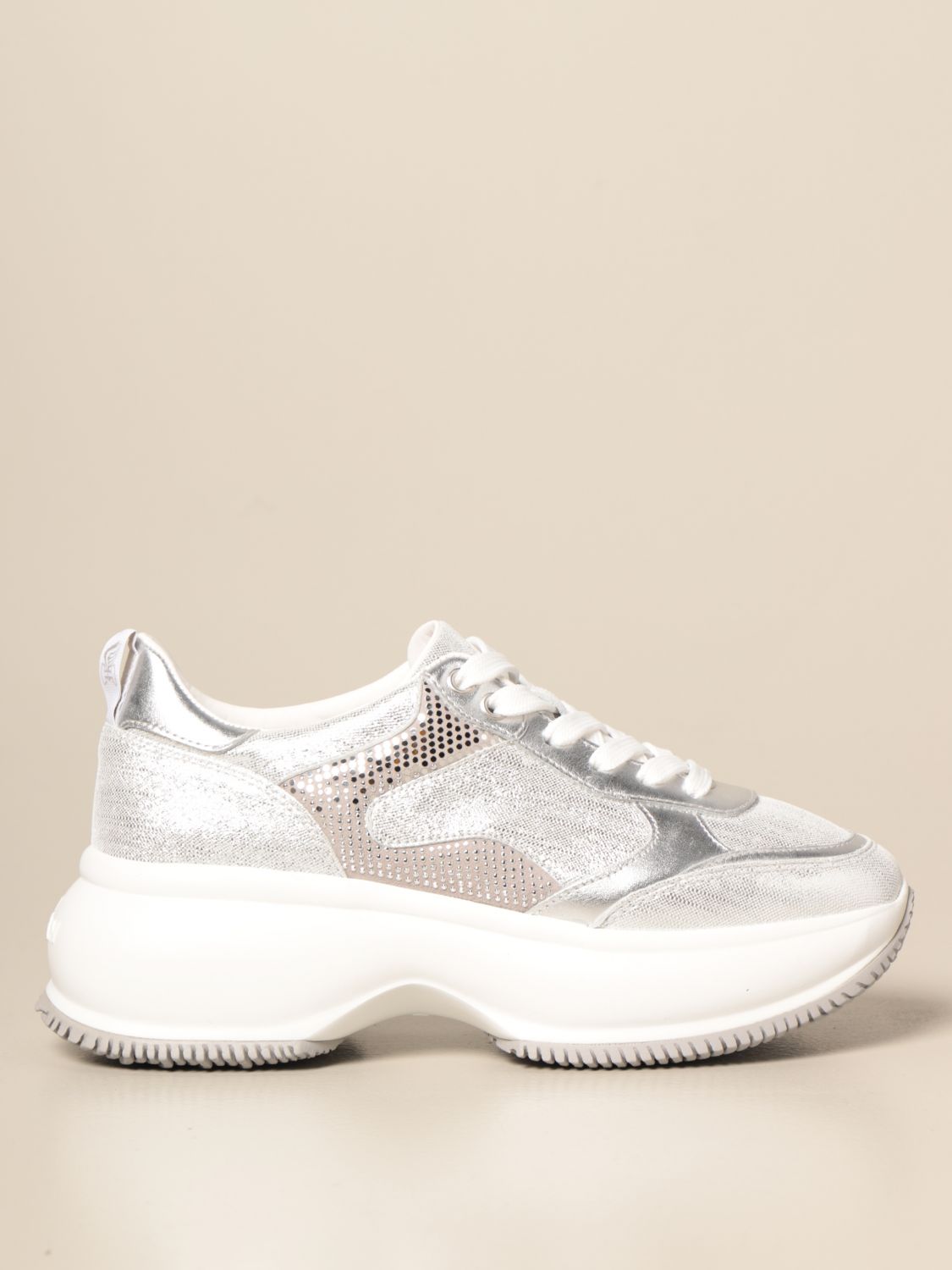 Schoolonderwijs september Concreet Hogan Outlet: Maxi I Active sneakers in laminated leather and degradé  fabric - Silver | Hogan sneakers HXW4350DM00 PDO online on GIGLIO.COM