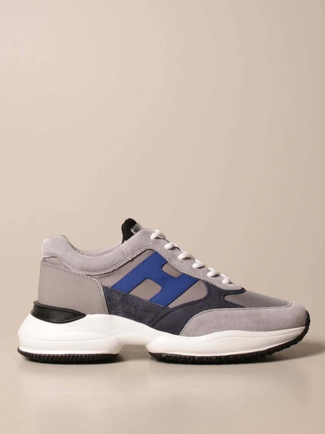Interaction sneakers in suede leather and mesh | Sneakers Hogan Grey | Sneakers Hogan HXM5450DN90 PNS GIGLIO.COM