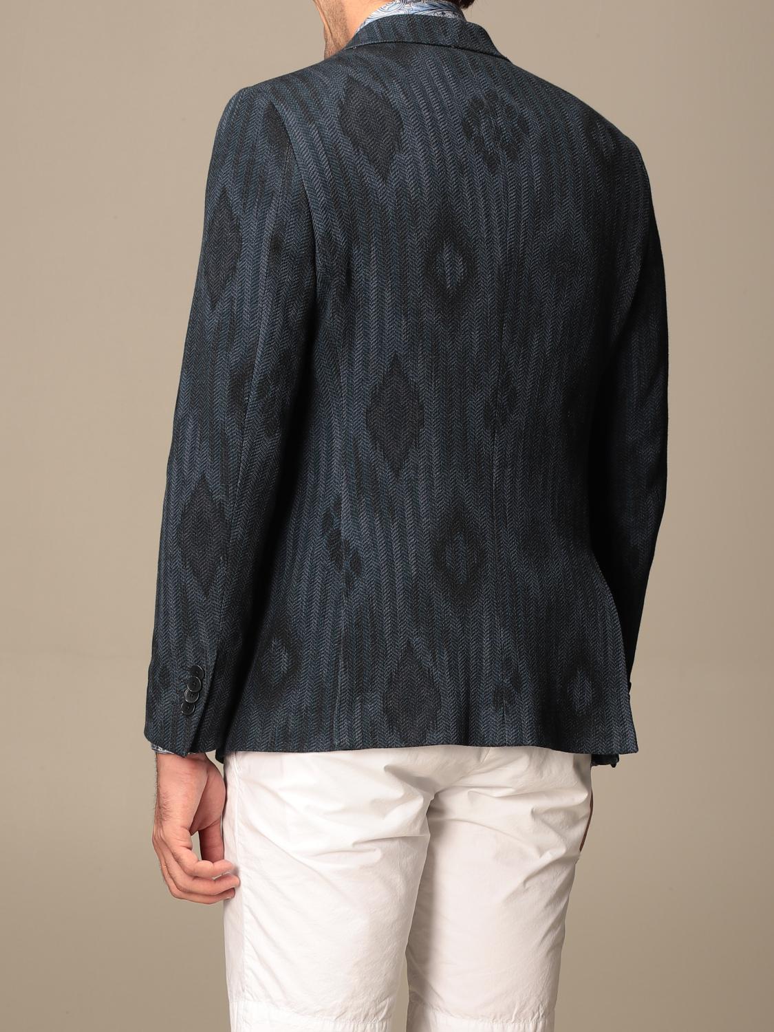 ETRO jacket in patterned cotton and wool jersey Blue Etro blazer